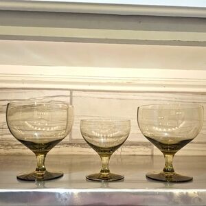 Russel Wright Chartreuse Morgantown Hand Blown Crystal Glasses